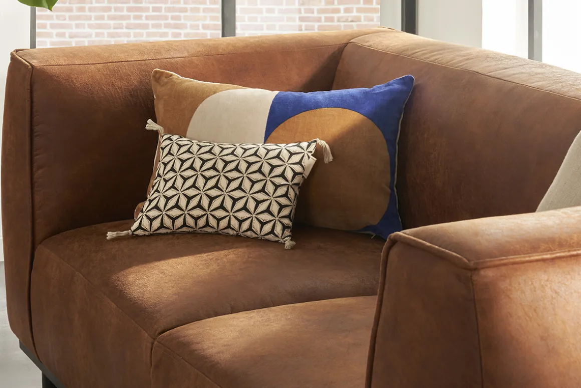 Miliboo Canapé Cuir|Voir Tous Les Canapés-Canapé design 2-3 places en cuir aspect vieilli marron cognac MORRIS