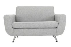 Miliboo Canapé Design|Voir Tous Les Canapés-Canapé design 2 places en tissu gris clair et acier chromé PURE