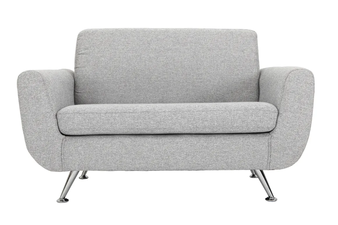 Miliboo Canapé Design|Voir Tous Les Canapés-Canapé design 2 places en tissu gris clair et acier chromé PURE