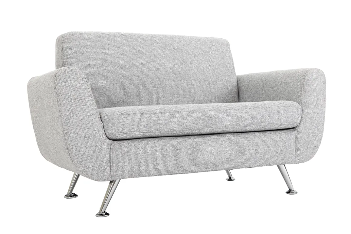 Miliboo Canapé Design|Voir Tous Les Canapés-Canapé design 2 places en tissu gris clair et acier chromé PURE