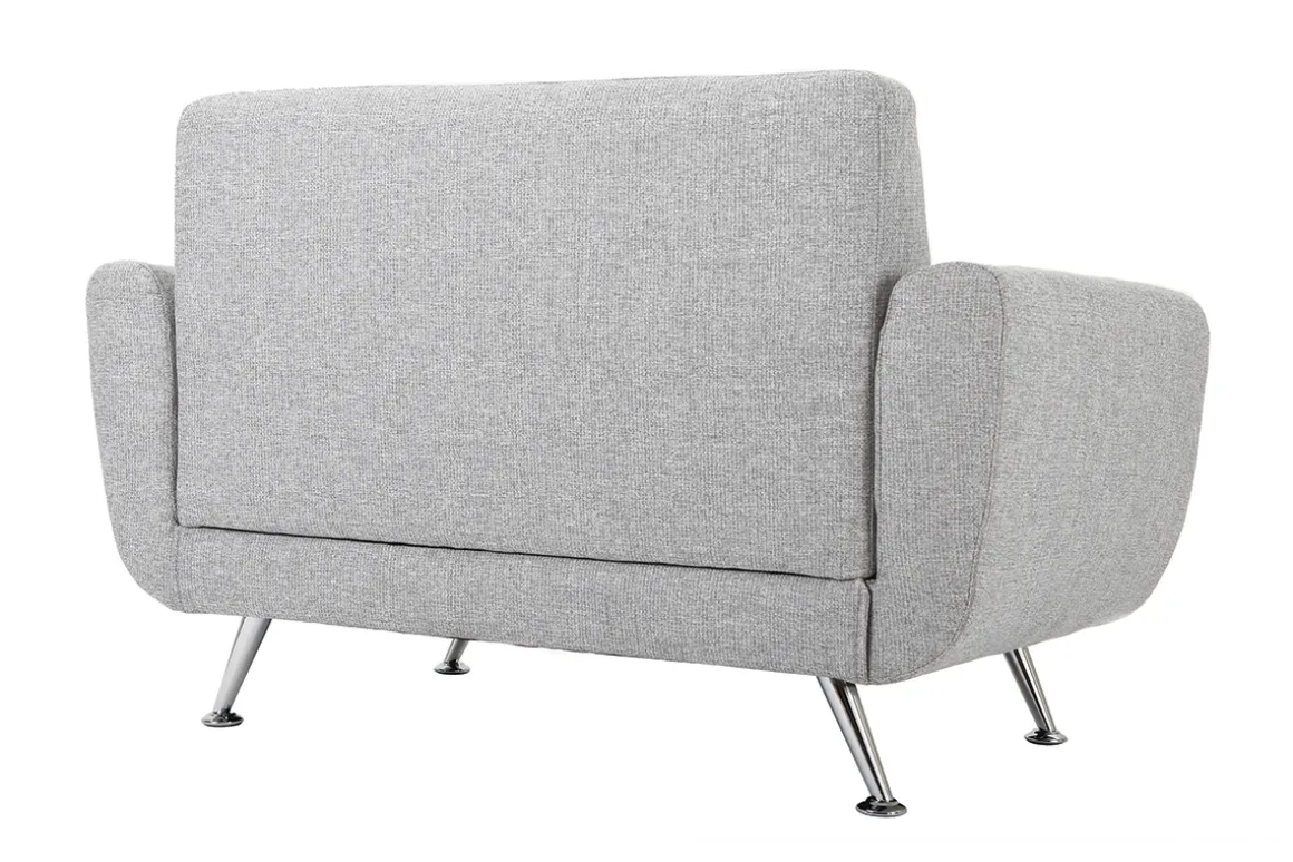 Miliboo Canapé Design|Voir Tous Les Canapés-Canapé design 2 places en tissu gris clair et acier chromé PURE