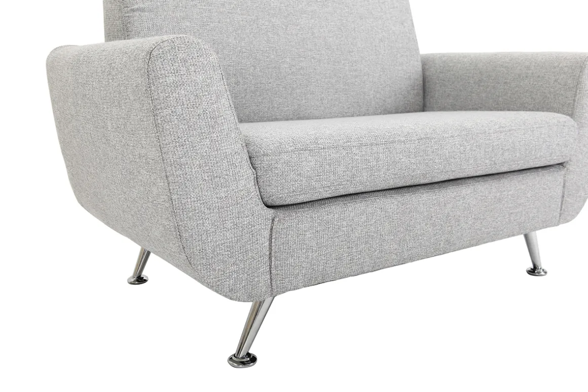 Miliboo Canapé Design|Voir Tous Les Canapés-Canapé design 2 places en tissu gris clair et acier chromé PURE