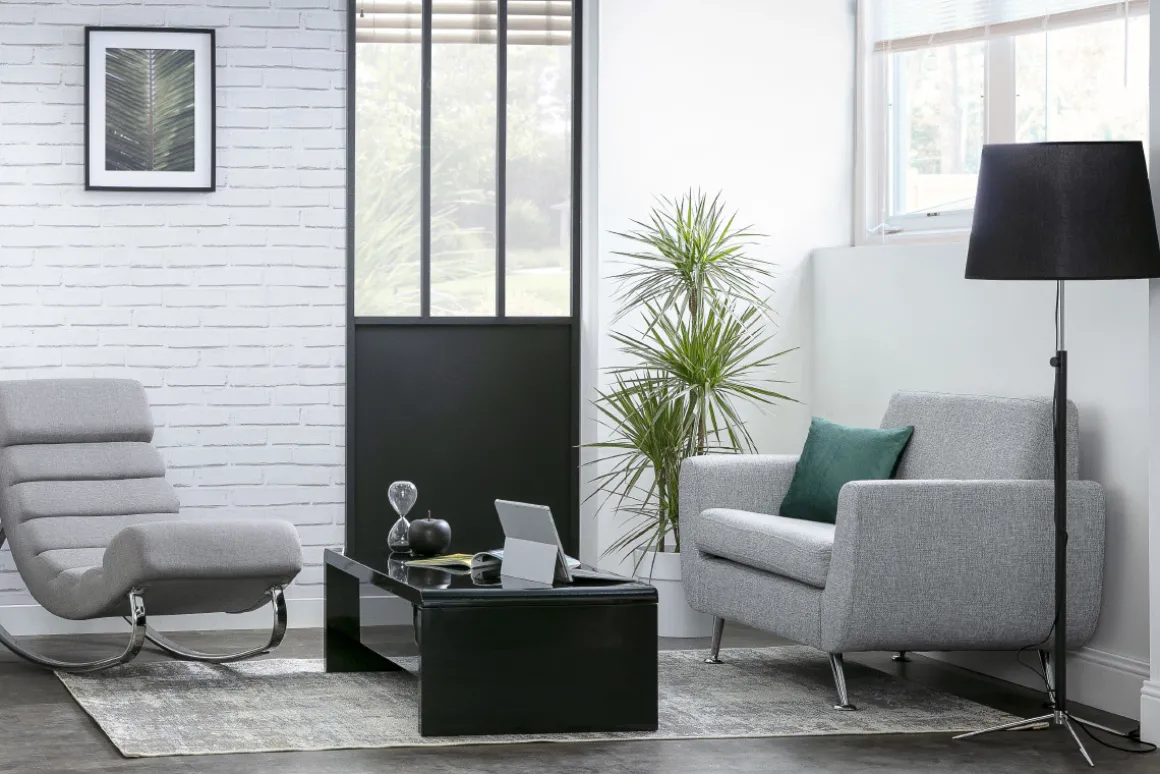 Miliboo Canapé Design|Voir Tous Les Canapés-Canapé design 2 places en tissu gris clair et acier chromé PURE