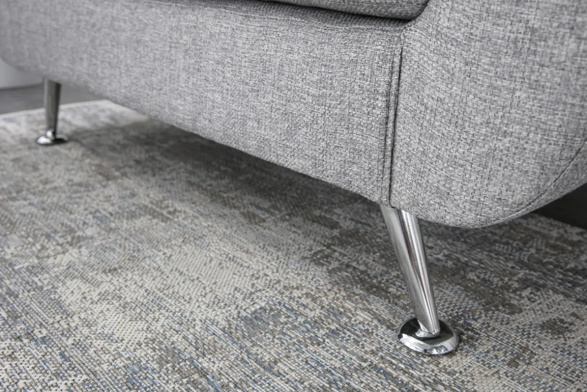 Miliboo Canapé Design|Voir Tous Les Canapés-Canapé design 2 places en tissu gris clair et acier chromé PURE