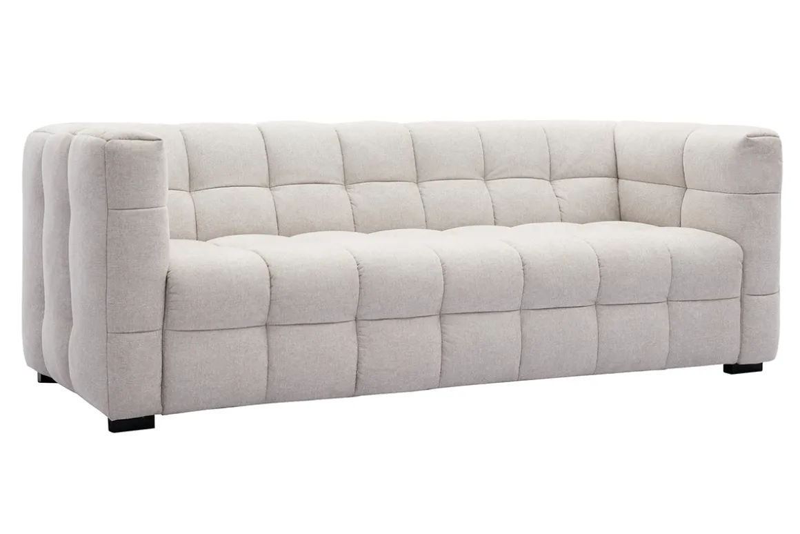 Miliboo Canapé Design|Voir Tous Les Canapés-Canapé design 3 places en tissu effet velours texturé beige CORTO