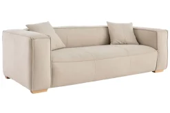 Miliboo Canapé Design|Voir Tous Les Canapés-Canapé design 3 places en tissu effet velours naturel et bois clair COBAIN