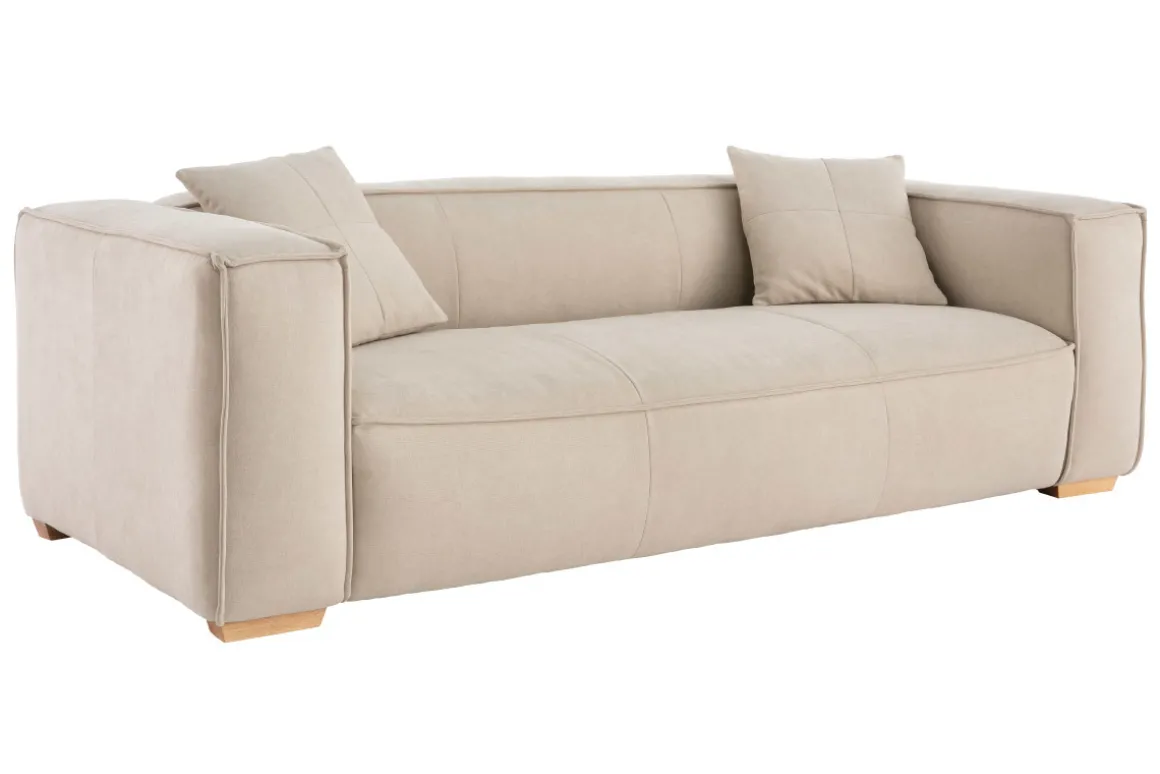 Miliboo Canapé Design|Voir Tous Les Canapés-Canapé design 3 places en tissu effet velours naturel et bois clair COBAIN