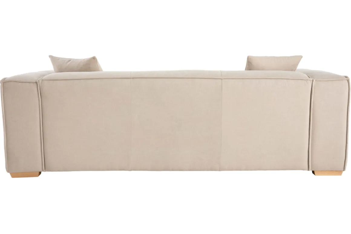 Miliboo Canapé Design|Voir Tous Les Canapés-Canapé design 3 places en tissu effet velours naturel et bois clair COBAIN