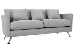 Miliboo Canapé Design|Voir Tous Les Canapés-Canapé design 3 places en tissu gris clair et acier chromé VOLUPT
