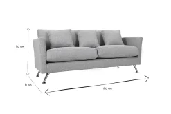 Miliboo Canapé Design|Voir Tous Les Canapés-Canapé design 3 places en tissu gris clair et acier chromé VOLUPT