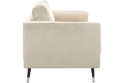 Miliboo Canapé Design|Voir Tous Les Canapés-Canapé design 3 places en tissu beige, bois noir et métal doré STING