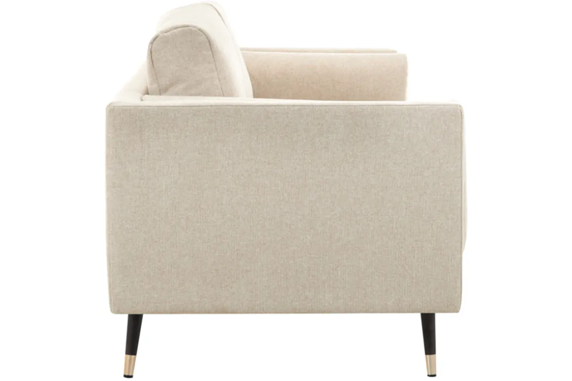 Miliboo Canapé Design|Voir Tous Les Canapés-Canapé design 3 places en tissu beige, bois noir et métal doré STING