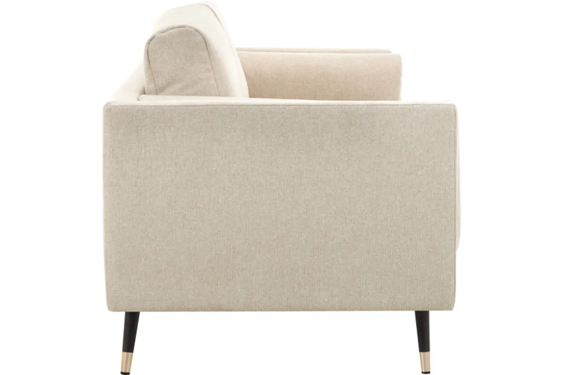 Miliboo Canapé Design|Voir Tous Les Canapés-Canapé design 2-3 places en tissu beige naturel, bois noir et métal doré STING