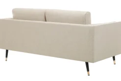 Miliboo Canapé Design|Voir Tous Les Canapés-Canapé design 2-3 places en tissu beige naturel, bois noir et métal doré STING