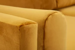 Miliboo Canapé Design|Voir Tous Les Canapés-Canapé design 2-3 places en tissu velours jaune, bois noir et métal doré STING