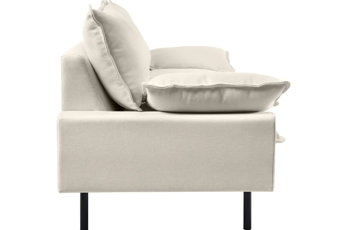 Miliboo Canapé Design|Voir Tous Les Canapés-Canapé design 3 places en tissu effet velours beige et métal noir DORY