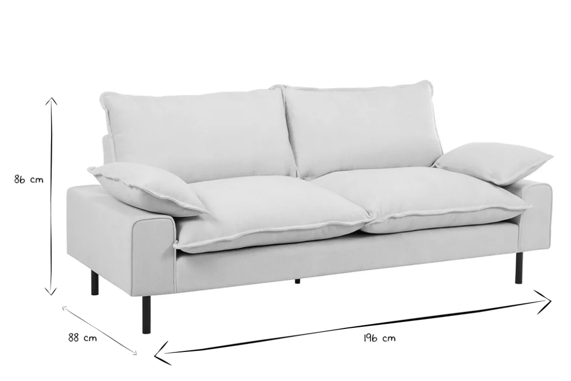 Miliboo Canapé Design|Voir Tous Les Canapés-Canapé design 3 places en tissu effet velours beige et métal noir DORY