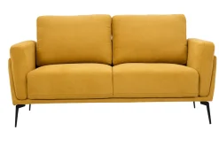 Miliboo Canapé Design|Voir Tous Les Canapés-Canapé design 2 places en tissu effet velours texturé jaune moutarde et métal noir MOSCO
