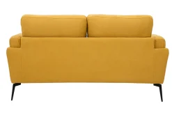 Miliboo Canapé Design|Voir Tous Les Canapés-Canapé design 2 places en tissu effet velours texturé jaune moutarde et métal noir MOSCO