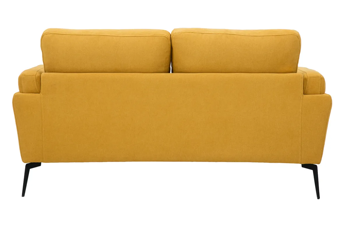 Miliboo Canapé Design|Voir Tous Les Canapés-Canapé design 2 places en tissu effet velours texturé jaune moutarde et métal noir MOSCO
