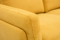 Miliboo Canapé Design|Voir Tous Les Canapés-Canapé design 2 places en tissu effet velours texturé jaune moutarde et métal noir MOSCO