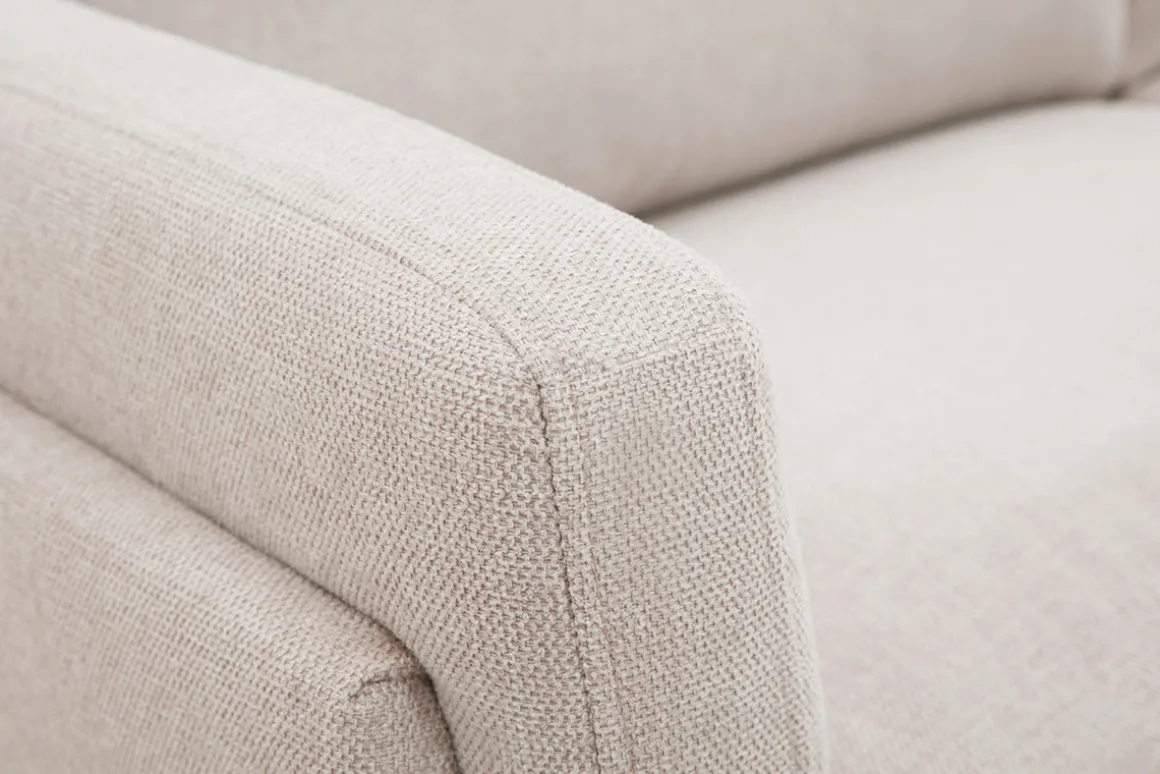 Miliboo Canapé Design|Voir Tous Les Canapés-Canapé design 3 places en tissu effet velours texturé beige et métal noir MOSCO