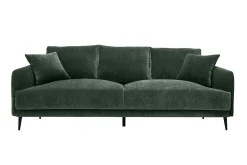 Miliboo Canapé Design|Voir Tous Les Canapés-Canapé design 3 places en tissu vert kaki et métal noir JERRY