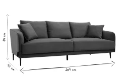 Miliboo Canapé Design|Voir Tous Les Canapés-Canapé design 3 places en tissu vert kaki et métal noir JERRY