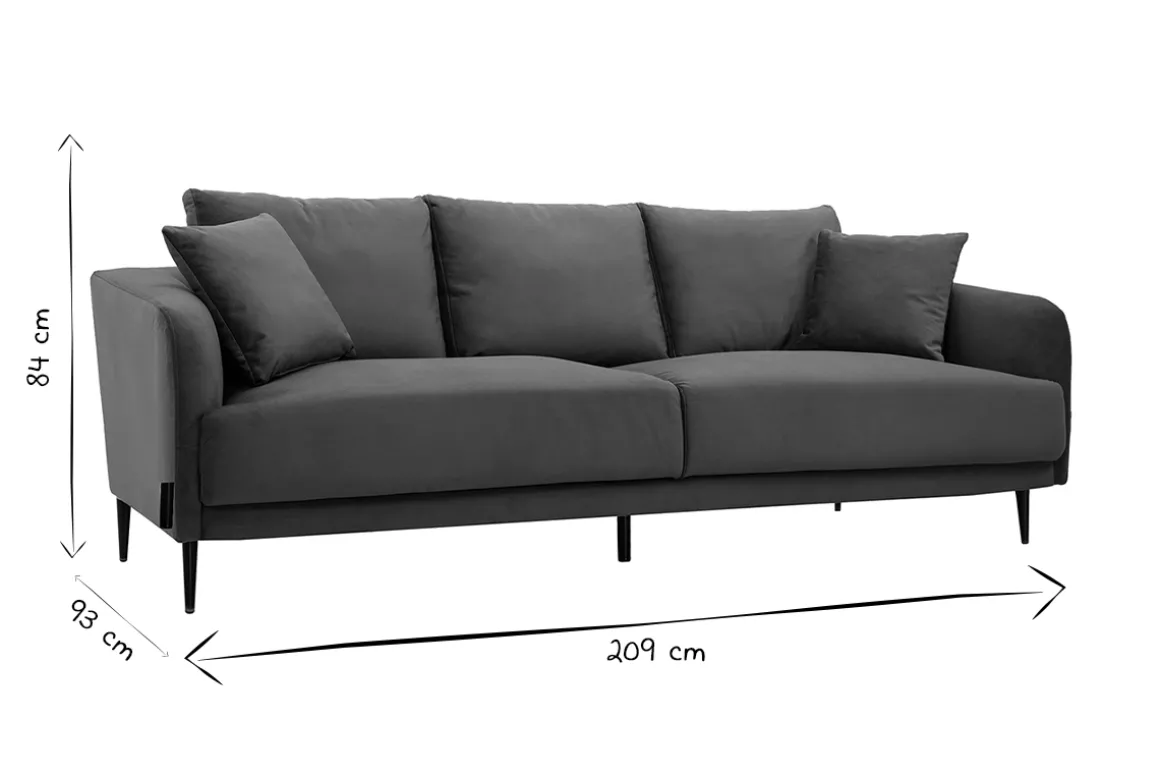 Miliboo Canapé Design|Voir Tous Les Canapés-Canapé design 3 places en tissu vert kaki et métal noir JERRY