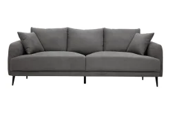 Miliboo Canapé Design|Voir Tous Les Canapés-Canapé design 3 places en tissu effet velours gris et métal noir JERRY