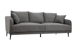 Miliboo Canapé Design|Voir Tous Les Canapés-Canapé design 3 places en tissu effet velours gris et métal noir JERRY