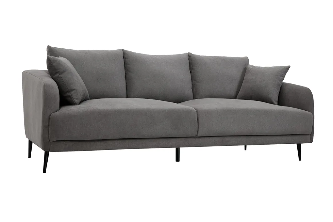 Miliboo Canapé Design|Voir Tous Les Canapés-Canapé design 3 places en tissu effet velours gris et métal noir JERRY