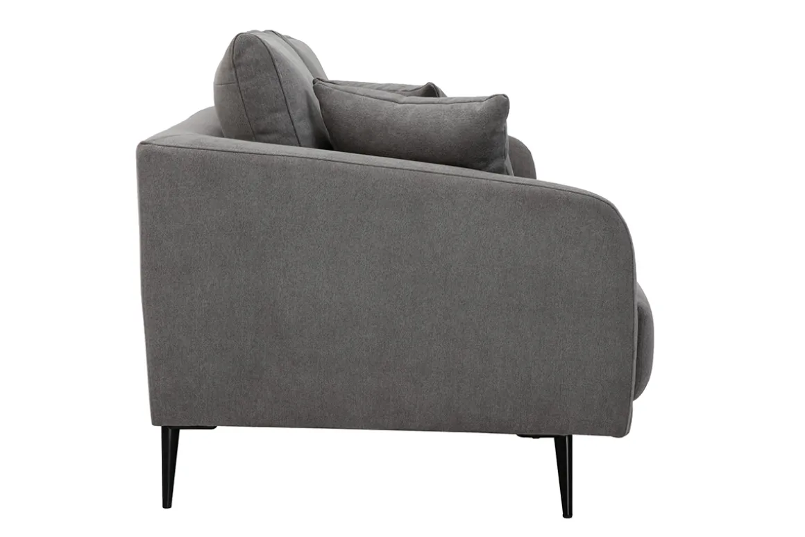 Miliboo Canapé Design|Voir Tous Les Canapés-Canapé design 3 places en tissu effet velours gris et métal noir JERRY