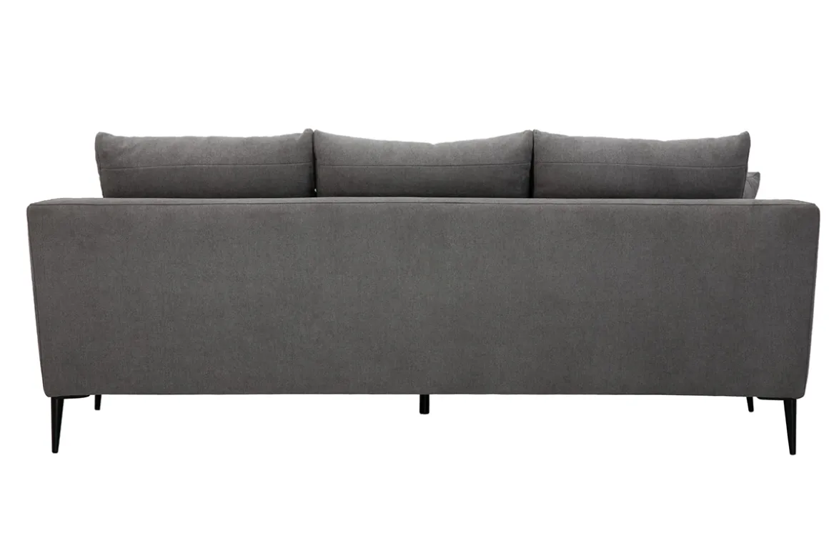 Miliboo Canapé Design|Voir Tous Les Canapés-Canapé design 3 places en tissu effet velours gris et métal noir JERRY