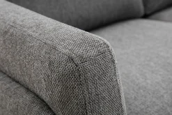 Miliboo Canapé Design|Voir Tous Les Canapés-Canapé design 2 places en tissu effet velours texturé gris foncé et métal noir MOSCO