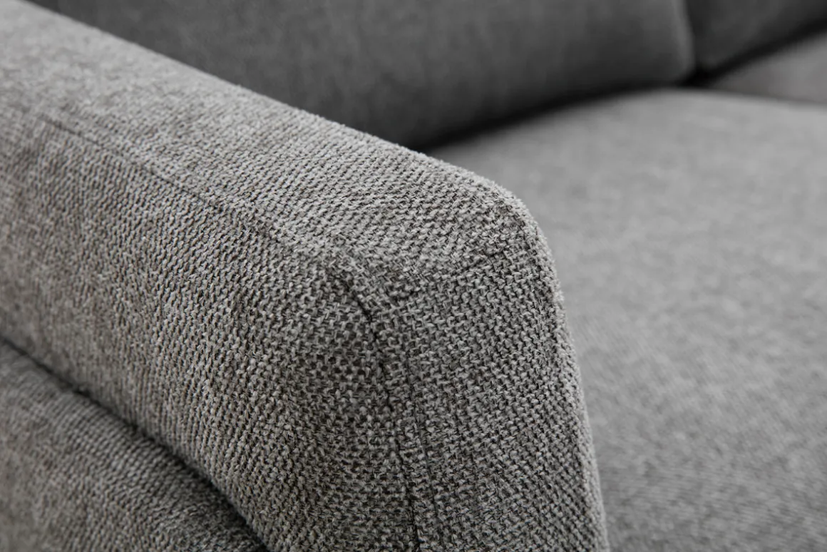 Miliboo Canapé Design|Voir Tous Les Canapés-Canapé design 2 places en tissu effet velours texturé gris foncé et métal noir MOSCO