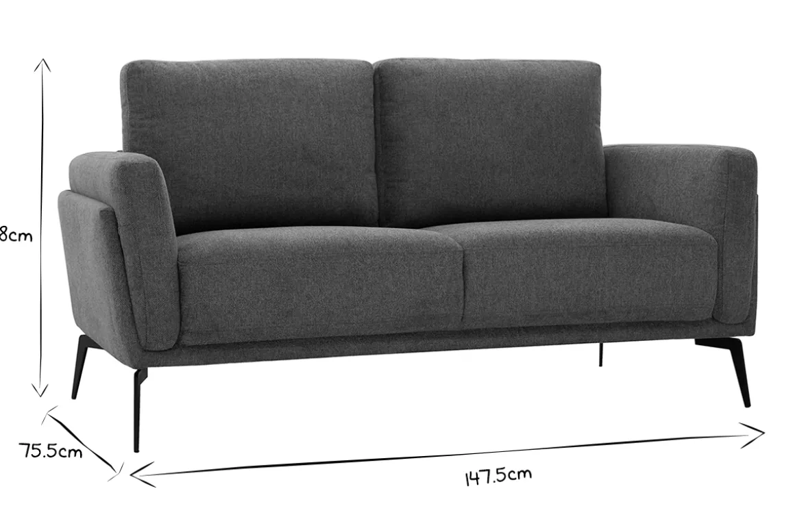 Miliboo Canapé Design|Voir Tous Les Canapés-Canapé design 2 places en tissu effet velours texturé gris foncé et métal noir MOSCO