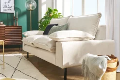 Miliboo Canapé Design|Voir Tous Les Canapés-Canapé design 3 places en tissu effet velours bleu gris et métal noir DORY