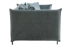 Miliboo Canapé Design|Voir Tous Les Canapés-Canapé design 3-4 places en tissu velours bleu gris et métal noir ALMAR