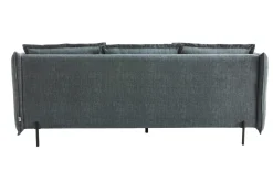 Miliboo Canapé Design|Voir Tous Les Canapés-Canapé design 3-4 places en tissu velours bleu gris et métal noir ALMAR
