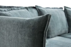 Miliboo Canapé Design|Voir Tous Les Canapés-Canapé design 3-4 places en tissu velours bleu gris et métal noir ALMAR