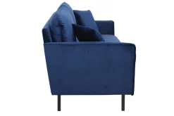 Miliboo Canapé Design|Voir Tous Les Canapés-Canapé design 3 places en tissu velours bleu foncé et métal noir BEKA