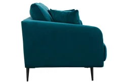 Miliboo Canapé Design|Voir Tous Les Canapés-Canapé design 3 places en tissu velours bleu pétrole et métal noir JERRY