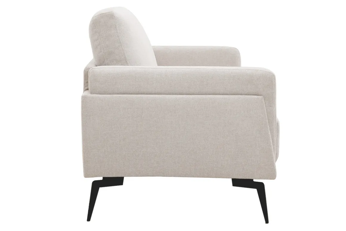 Miliboo Canapé Design|Voir Tous Les Canapés-Canapé design 2 places en tissu effet velours texturé beige et métal noir MOSCO