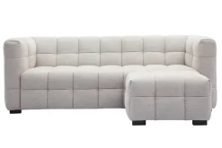 Miliboo Canapé Design|Voir Tous Les Canapés-Canapé design 3 places et repose-pieds en tissu effet velours texturé beige CORTO