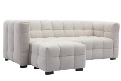 Miliboo Canapé Design|Voir Tous Les Canapés-Canapé design 3 places et repose-pieds en tissu effet velours texturé beige CORTO