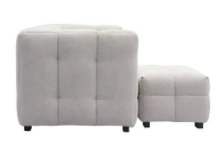 Miliboo Canapé Design|Voir Tous Les Canapés-Canapé design 3 places et repose-pieds en tissu effet velours texturé beige CORTO