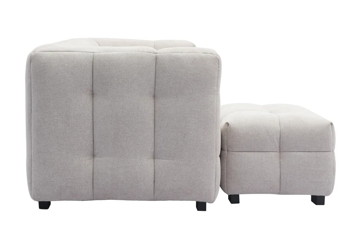 Miliboo Canapé Design|Voir Tous Les Canapés-Canapé design 3 places et repose-pieds en tissu effet velours texturé beige CORTO