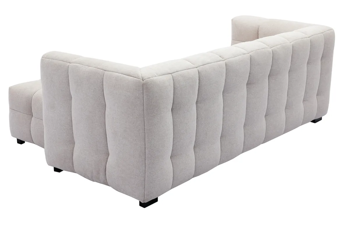 Miliboo Canapé Design|Voir Tous Les Canapés-Canapé design 3 places et repose-pieds en tissu effet velours texturé beige CORTO