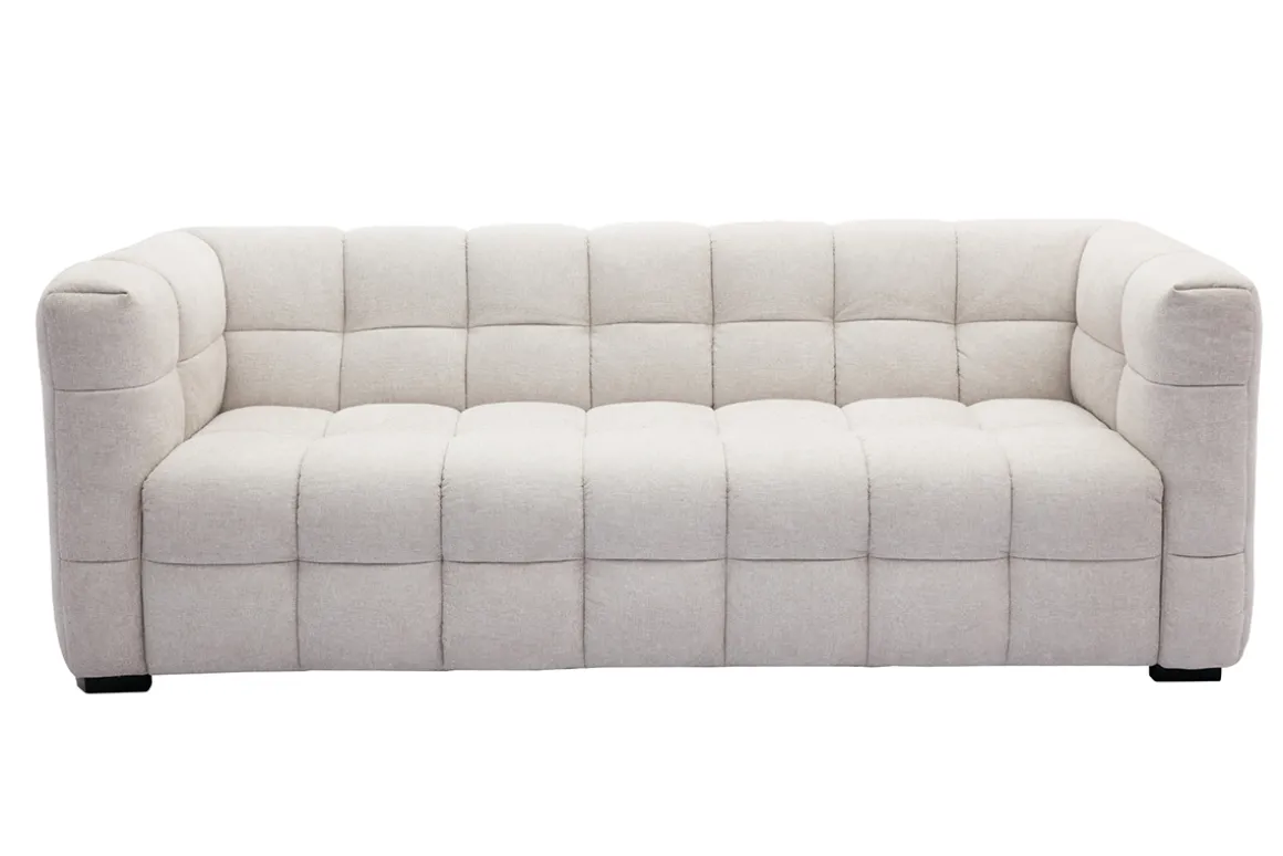 Miliboo Canapé Design|Voir Tous Les Canapés-Canapé design 3 places et repose-pieds en tissu effet velours texturé beige CORTO